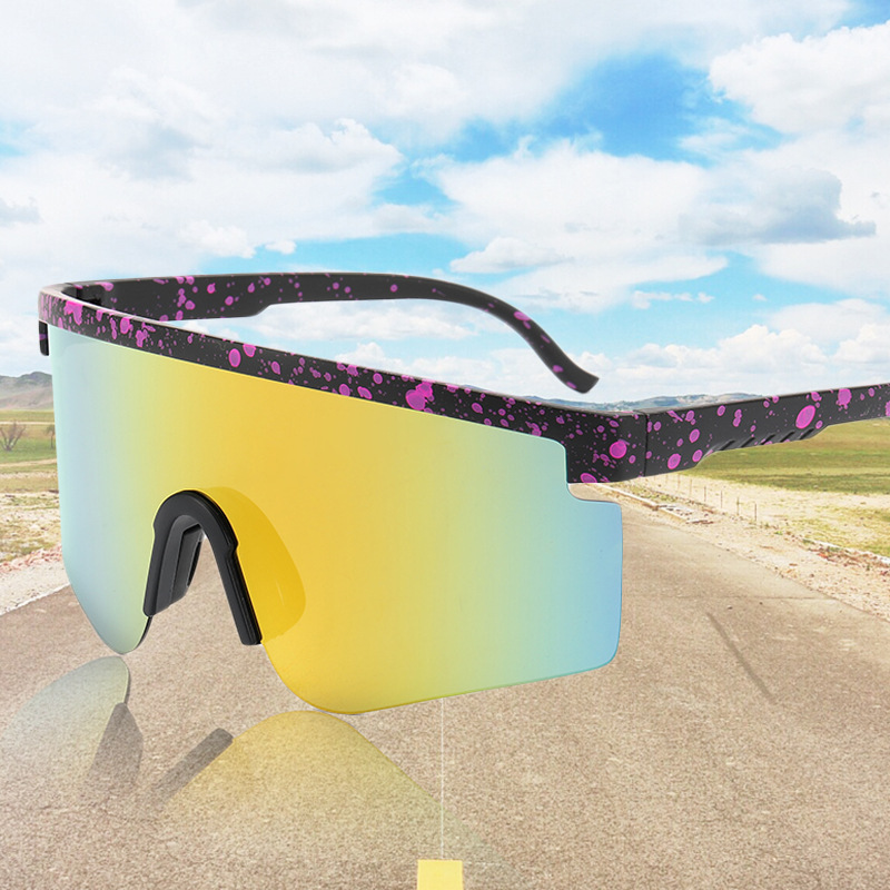 New European and American cross-border outdoor large-frame men's one-piece sunglasses, sports cycling sunglasses, direct sales from the sunglasses manufacturer Item Picture