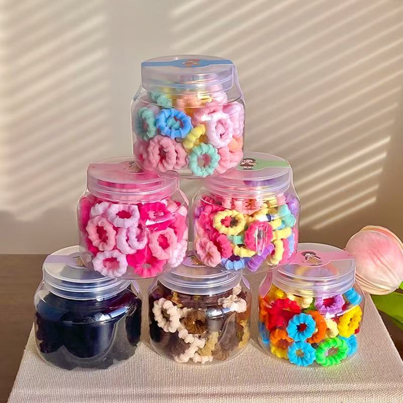 60 children's colorful, non-damaging hair towels, hair bands, small-sized hair ties for girls, baby hair ties and hair accessories