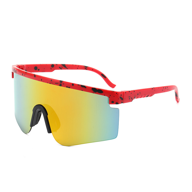 New European and American cross-border outdoor large-frame men's one-piece sunglasses, sports cycling sunglasses, direct sales from the sunglasses manufacturer details Picture