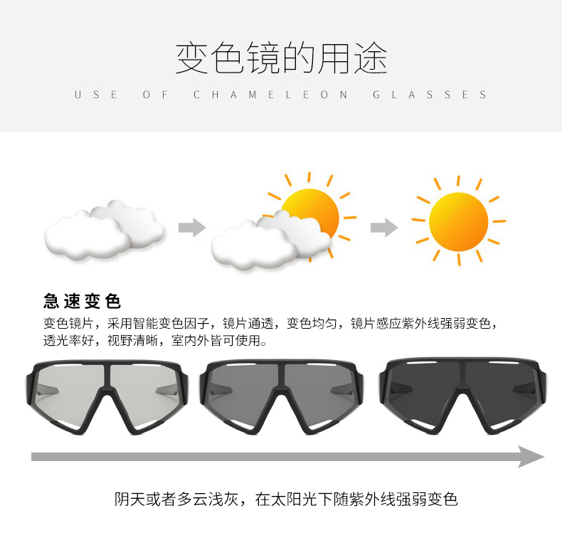 现货大视野骑行sunglasses男女款全框运动骑行镜户外徒步防护太阳镜详情图4