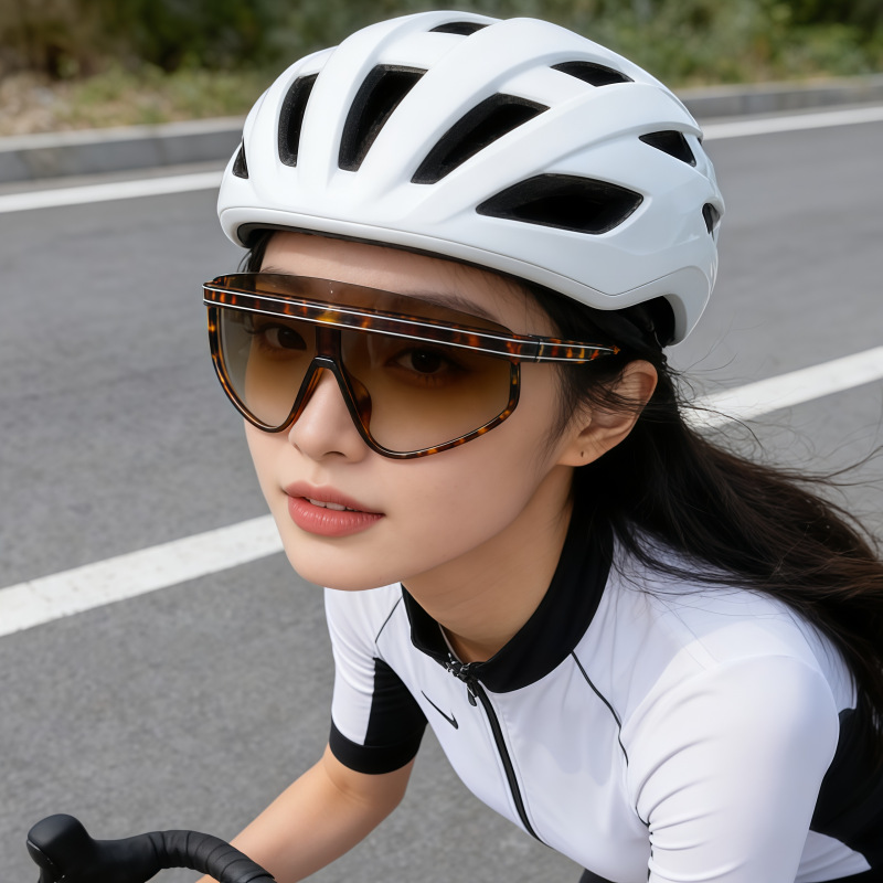 欧美运动太阳镜男女时尚炫彩墨镜玳瑁个性大框豹纹框骑行眼镜批发