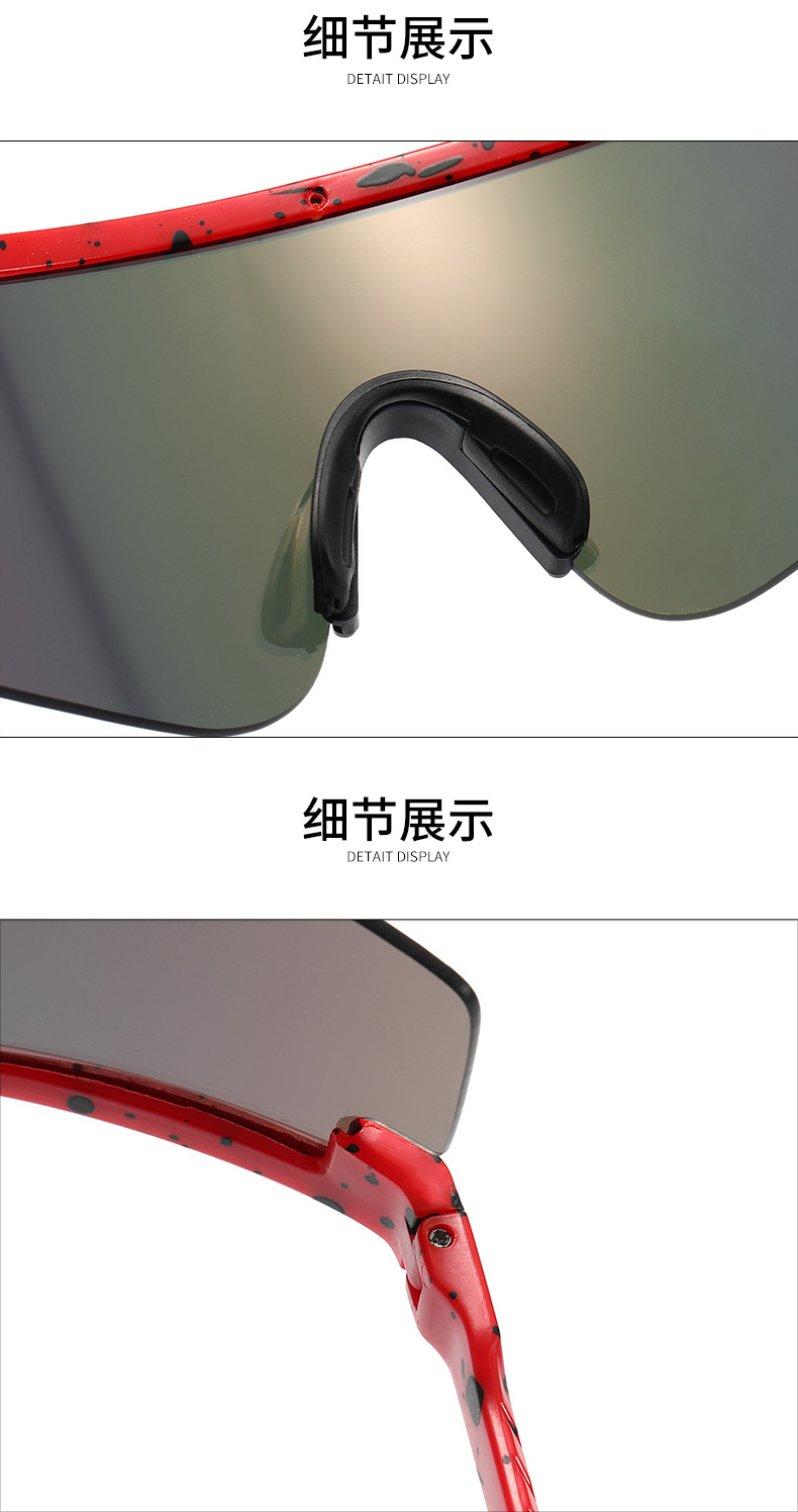New European and American cross-border outdoor large-frame men's one-piece sunglasses, sports cycling sunglasses, direct sales from the sunglasses manufacturer detail image 9