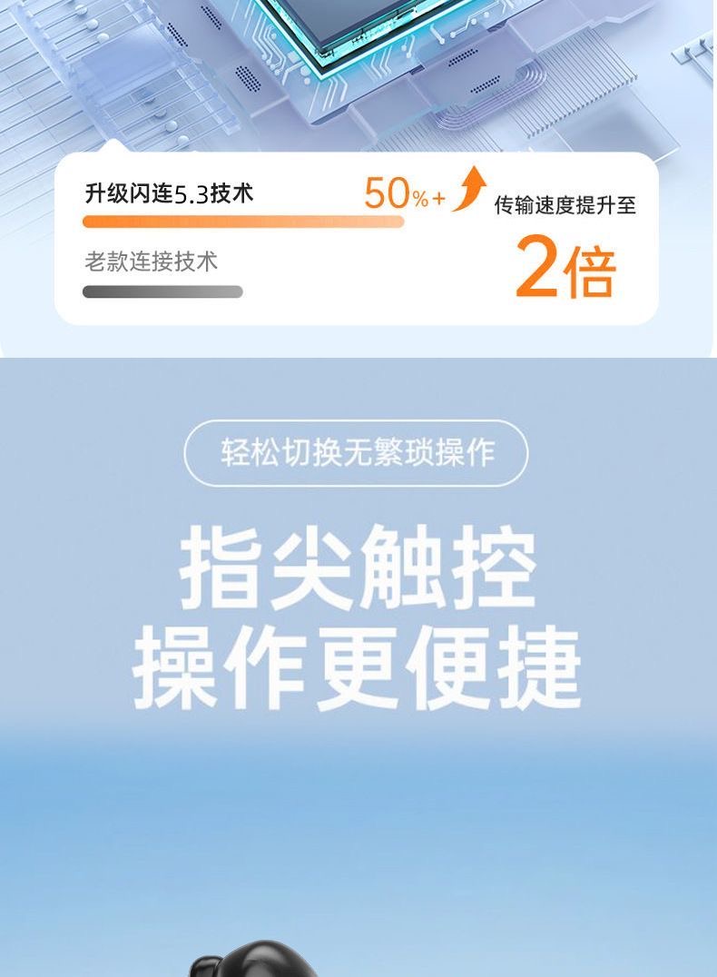 ai translation in-ear battery digital display headphones, Bluetooth wireless sports noise-cancelling Bluetooth headphones, ultra-long battery life pic 12