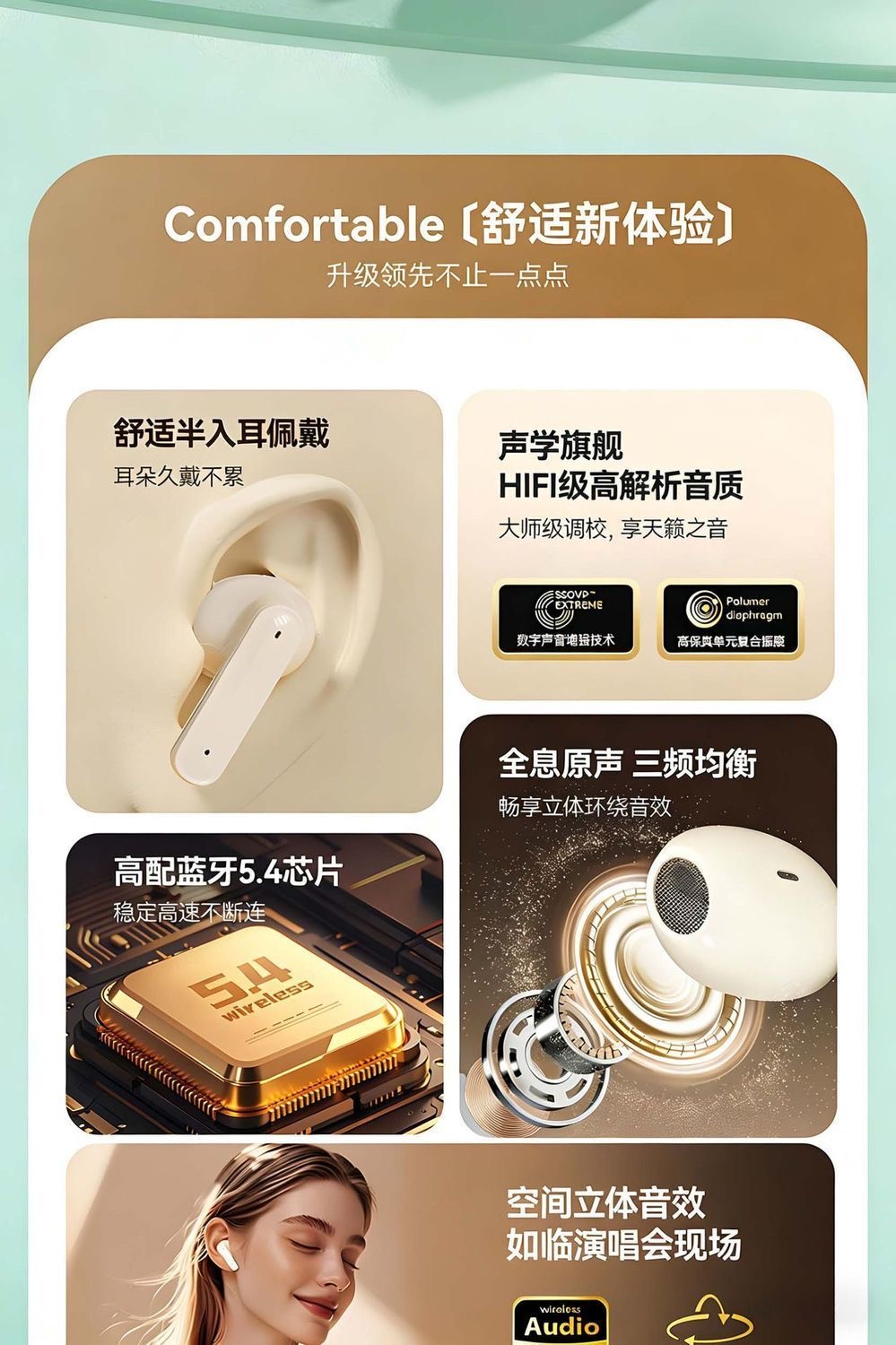 High-appearance-level wireless in-ear Bluetooth headphones, intelligent noise cancellation, touch operation, high-definition calls, and ultra-long battery life are essential pic 2