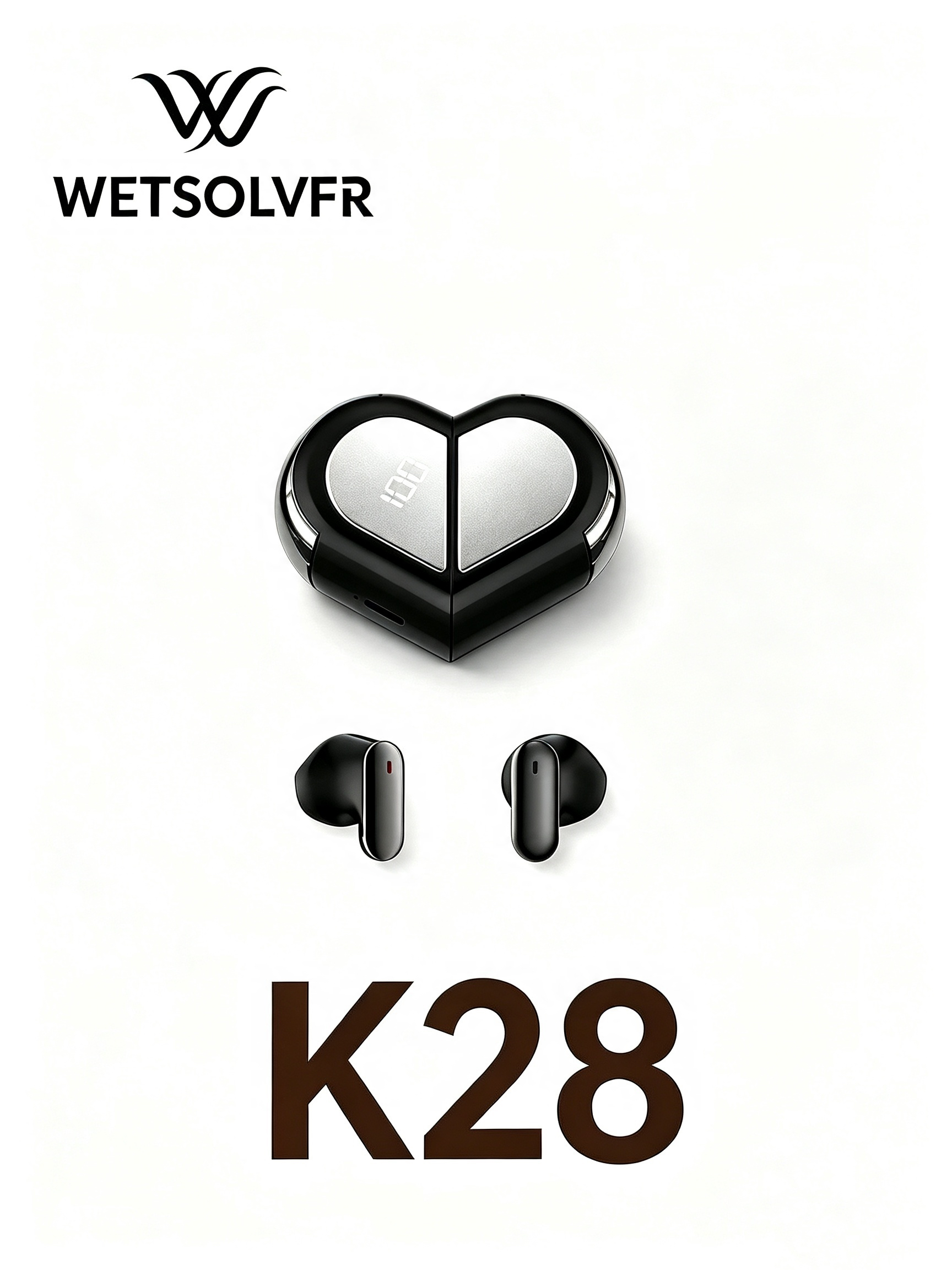 Heart-shaped in-ear wireless Bluetooth headphones with rotatable, long-lasting, stereo sound quality for couples Specification image