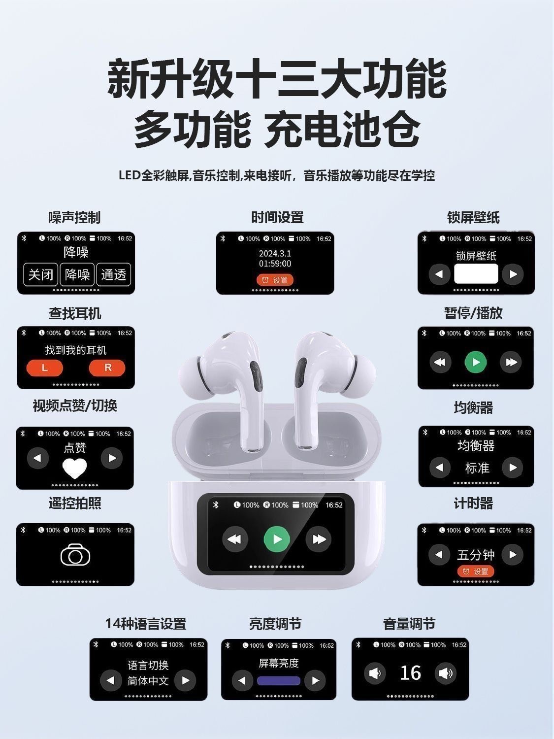 This wireless Bluetooth headset is multi-functional, long-lasting, ANC noise-cancelling, and compatible with both Android and Apple devices pic 4