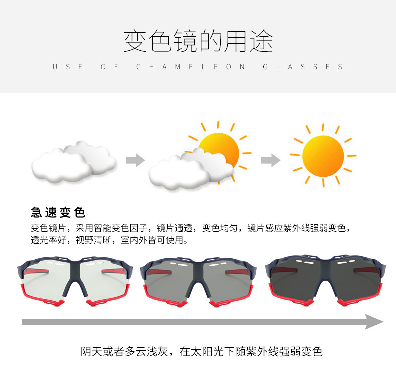 Wholesale of mountaineering, marathon, running, outdoor sports sunglasses, men's and women's sunglasses, cross-border colorful cycling glasses from Europe and America detail image 3