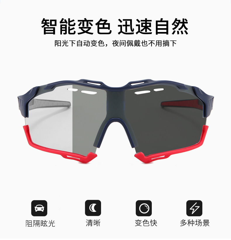 Wholesale of mountaineering, marathon, running, outdoor sports sunglasses, men's and women's sunglasses, cross-border colorful cycling glasses from Europe and America detail image 2