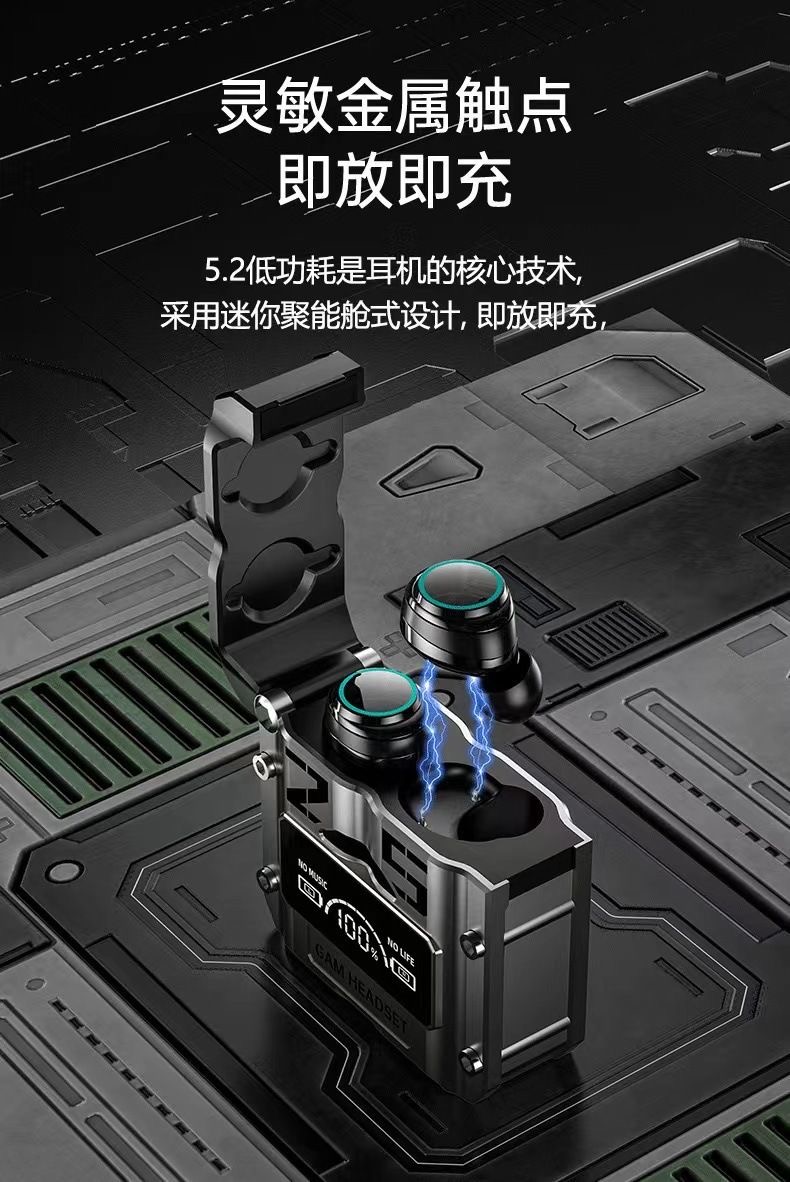 The new M25 Bluetooth headphones feature wireless touch, metal mecha style, low power consumption, and digital display for gaming pic 12