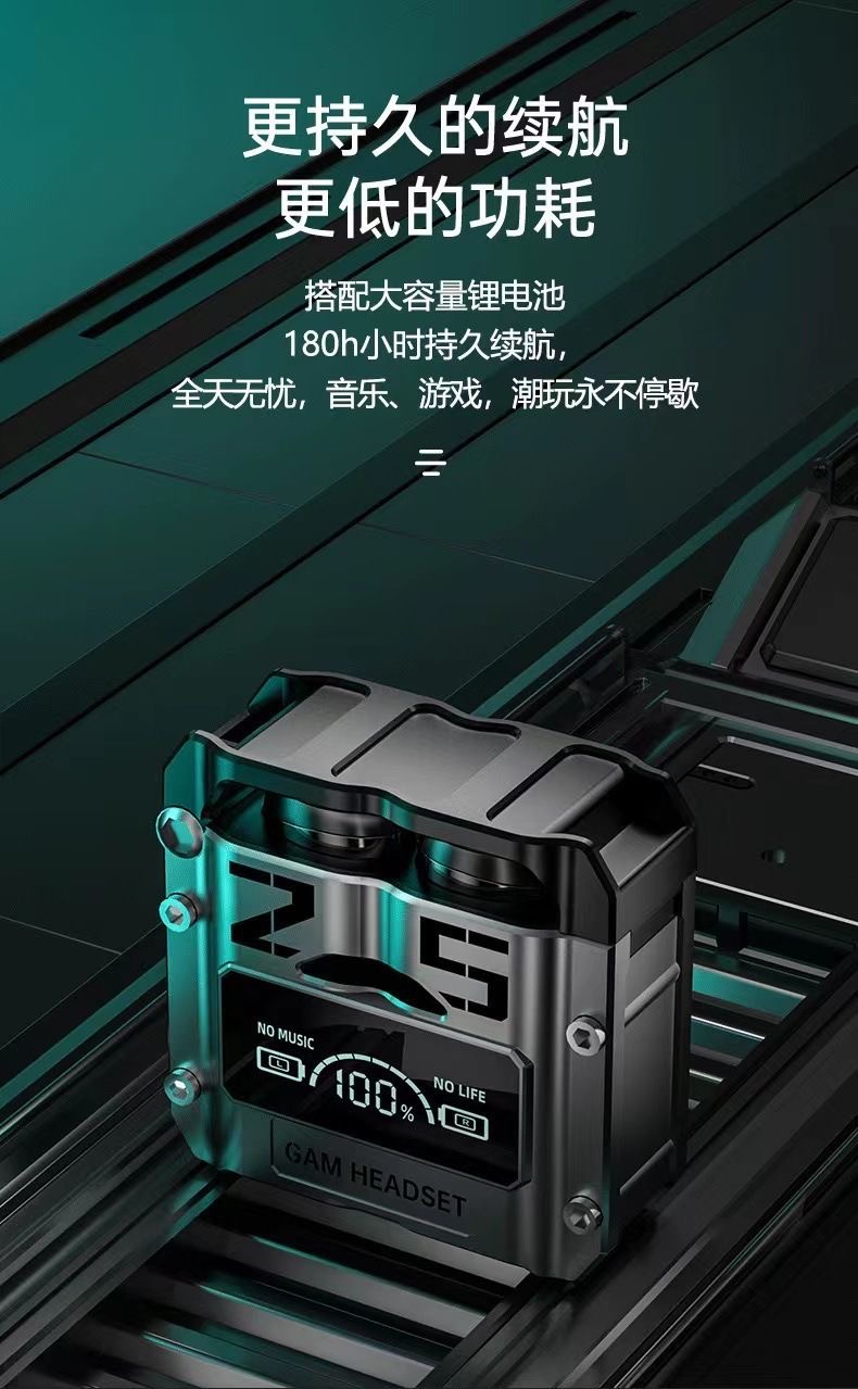 The new M25 Bluetooth headphones feature wireless touch, metal mecha style, low power consumption, and digital display for gaming pic 5