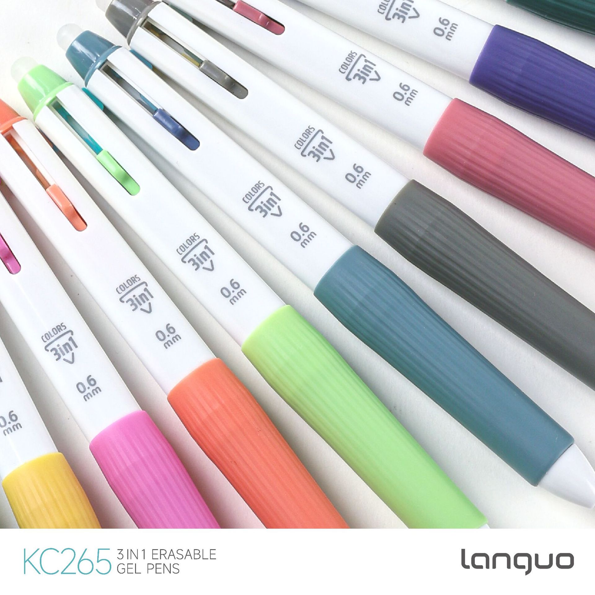 Blue Fruit KC265 Color Erasable Gel Pen Press Type Three-in-One High Appearance Level Student Art Drawing Pen Set pic 8