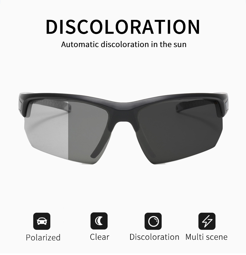 Windproof outdoor sports cycling glasses, new color-changing sunglasses, men's and women's dazzling polarized sunglasses detail image 3