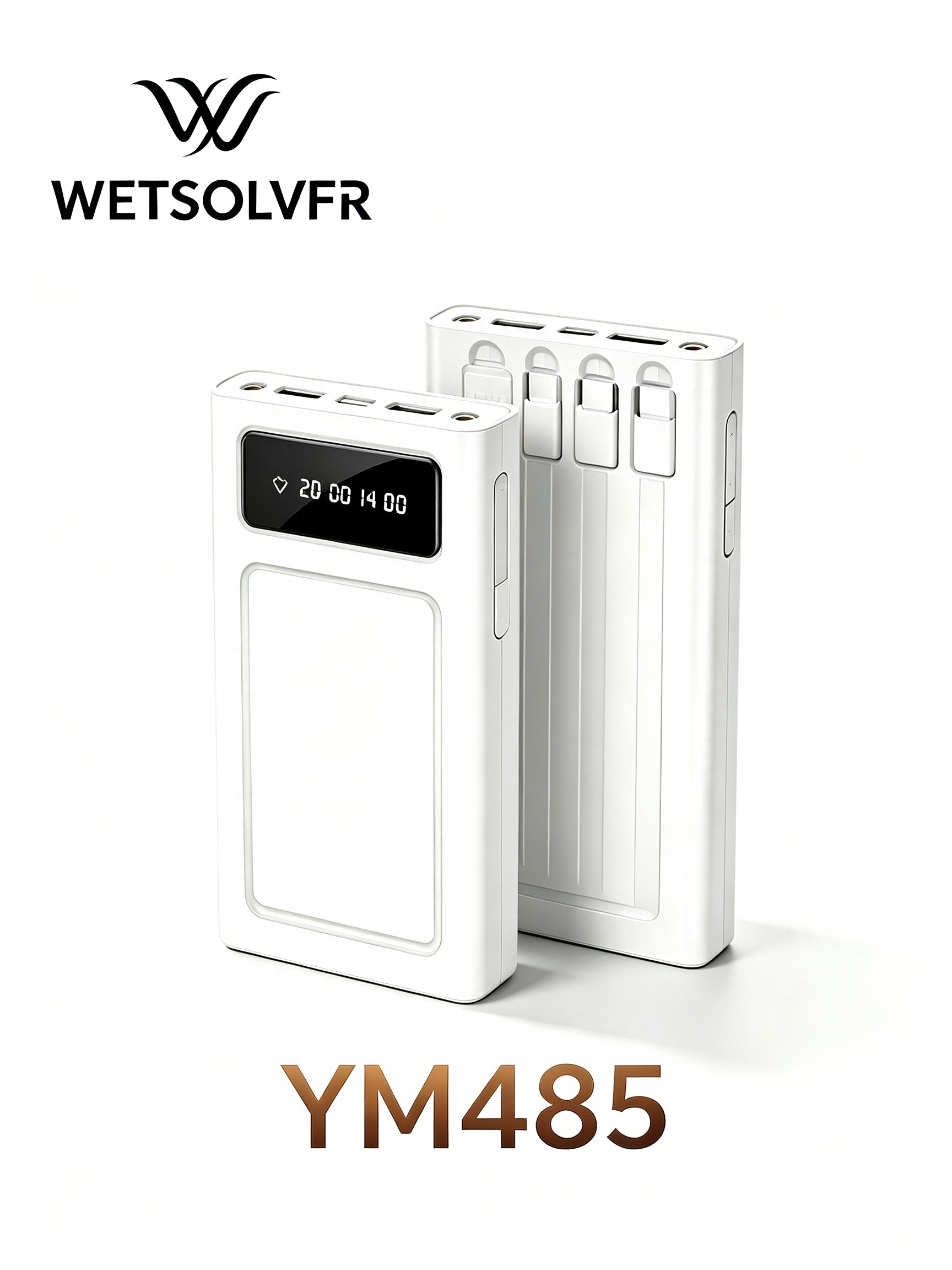 White and black portable multi-interface display power bank, mobile power bank retail magnetic power bank details Picture