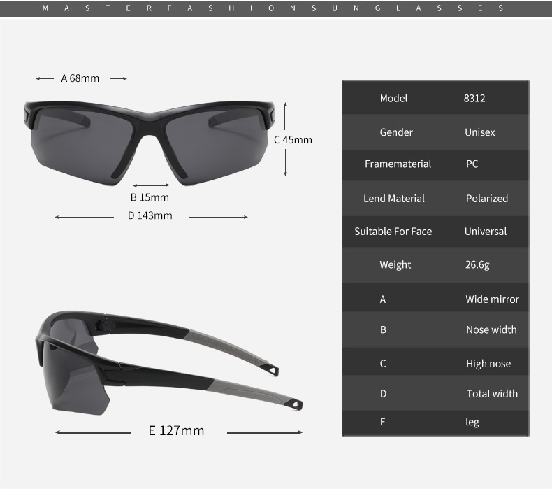 Windproof outdoor sports cycling glasses, new color-changing sunglasses, men's and women's dazzling polarized sunglasses detail image 8
