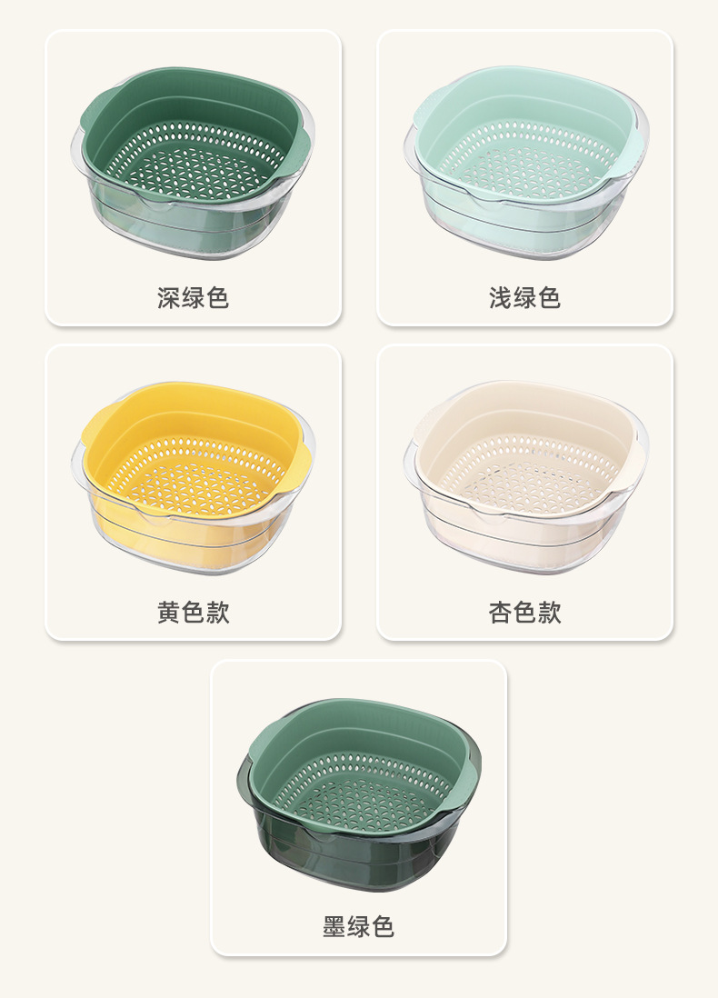 R42-4851 multi-functional plastic draining basket, kitchen vegetable washing basket, double-layer fruit vegetable basket, vegetable basket and vegetable basin detail image 4