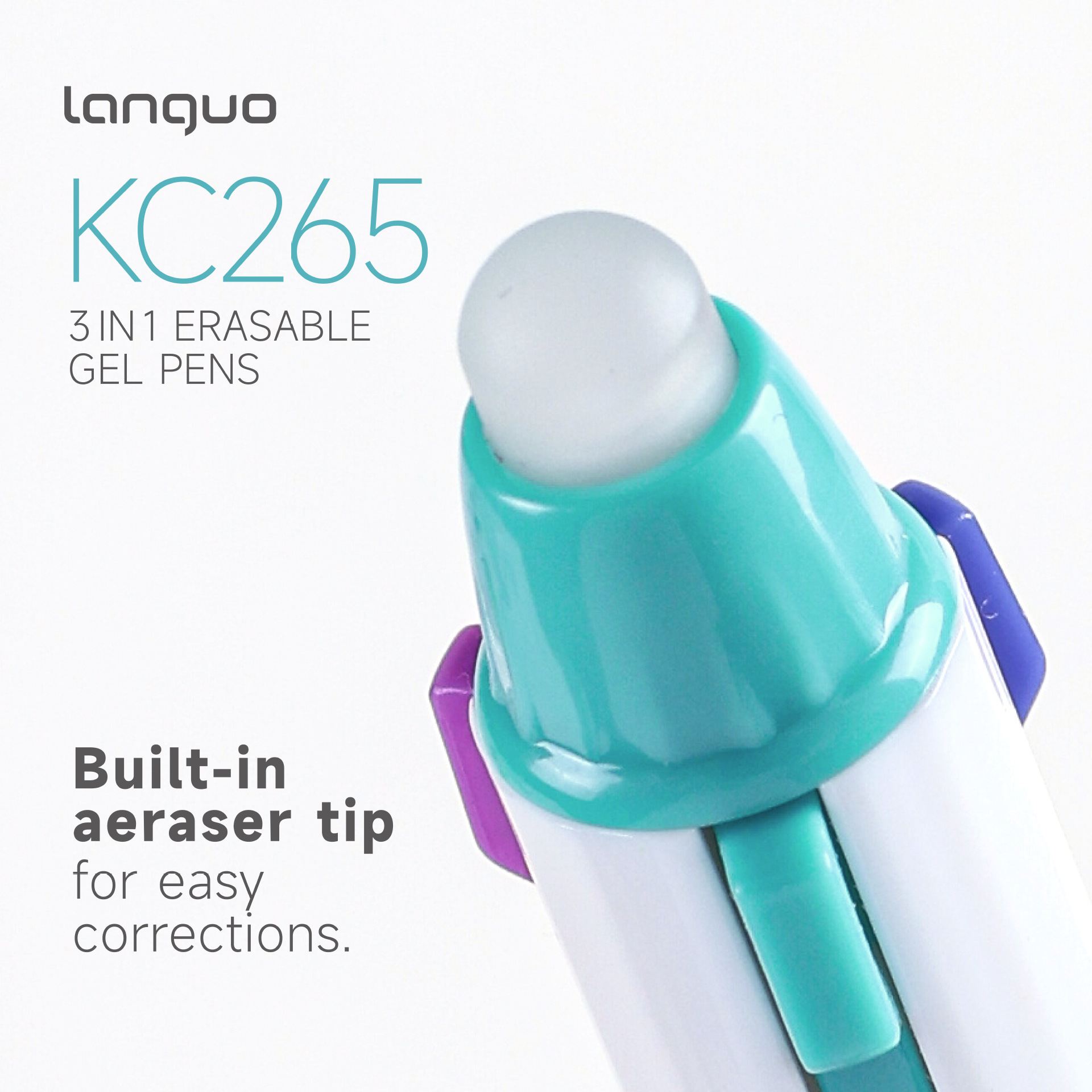 Blue Fruit KC265 Color Erasable Gel Pen Press Type Three-in-One High Appearance Level Student Art Drawing Pen Set pic 3