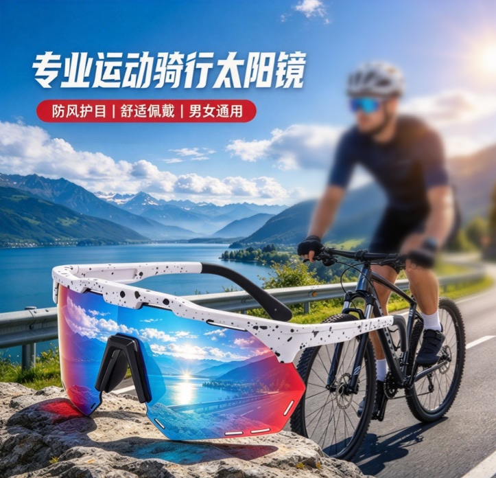 新款偏光太阳镜女士防晒墨镜男款炫彩运动防风骑行眼镜批发