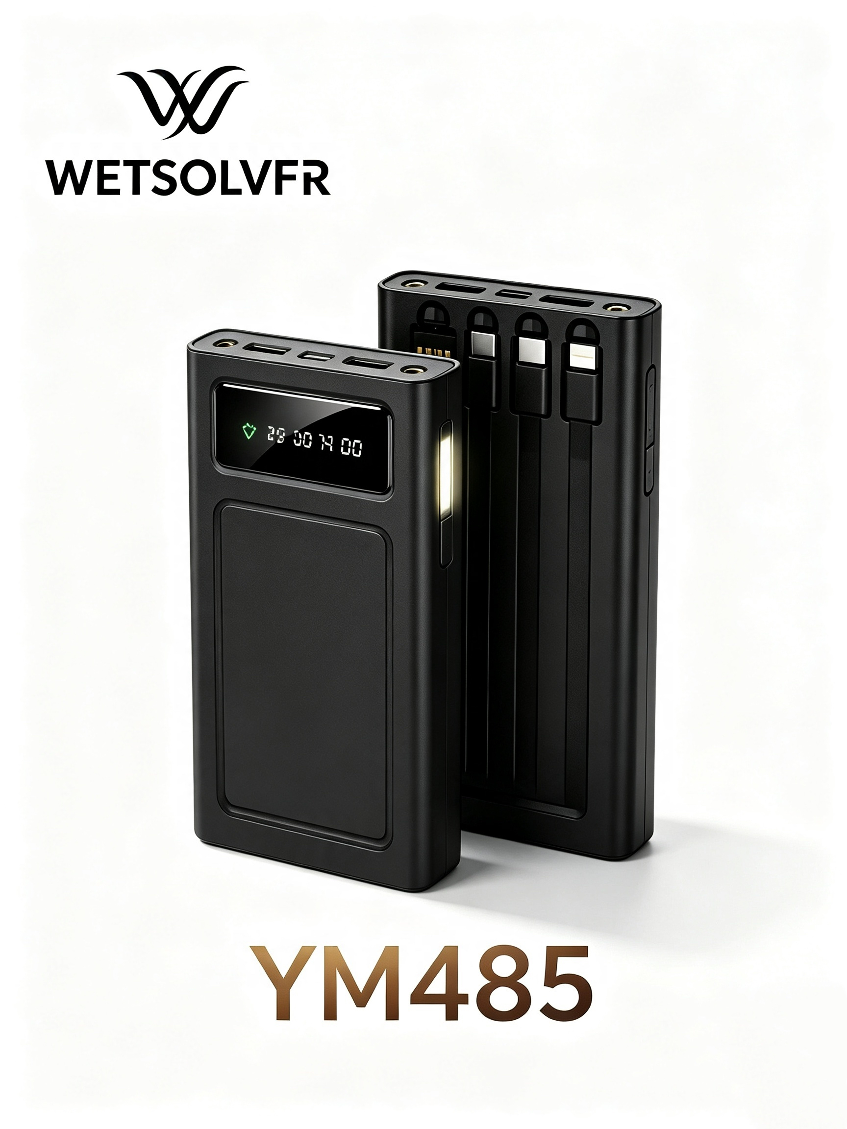 White and black portable multi-interface display power bank, mobile power bank retail magnetic power bank Specification image
