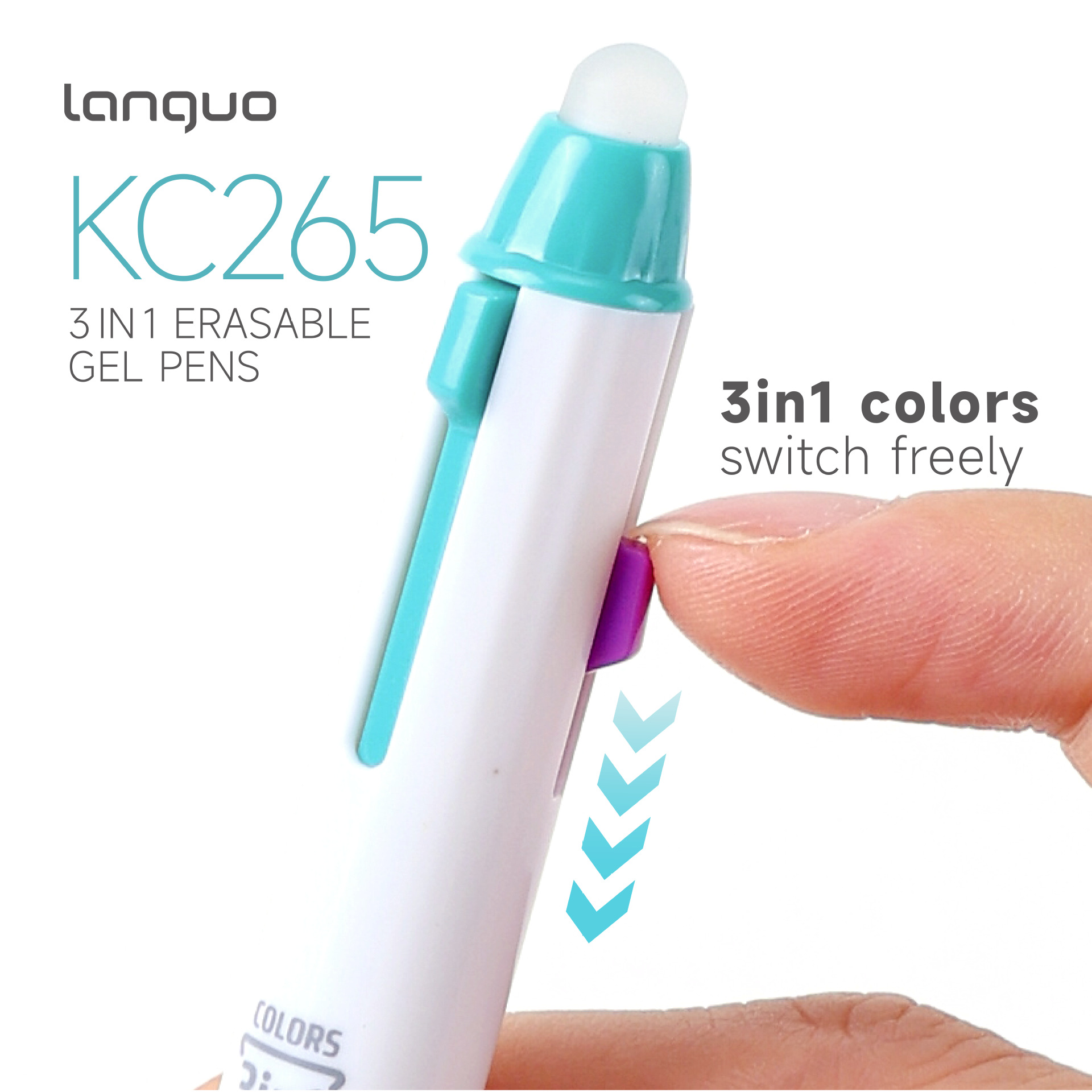 Blue Fruit KC265 Color Erasable Gel Pen Press Type Three-in-One High Appearance Level Student Art Drawing Pen Set pic 2
