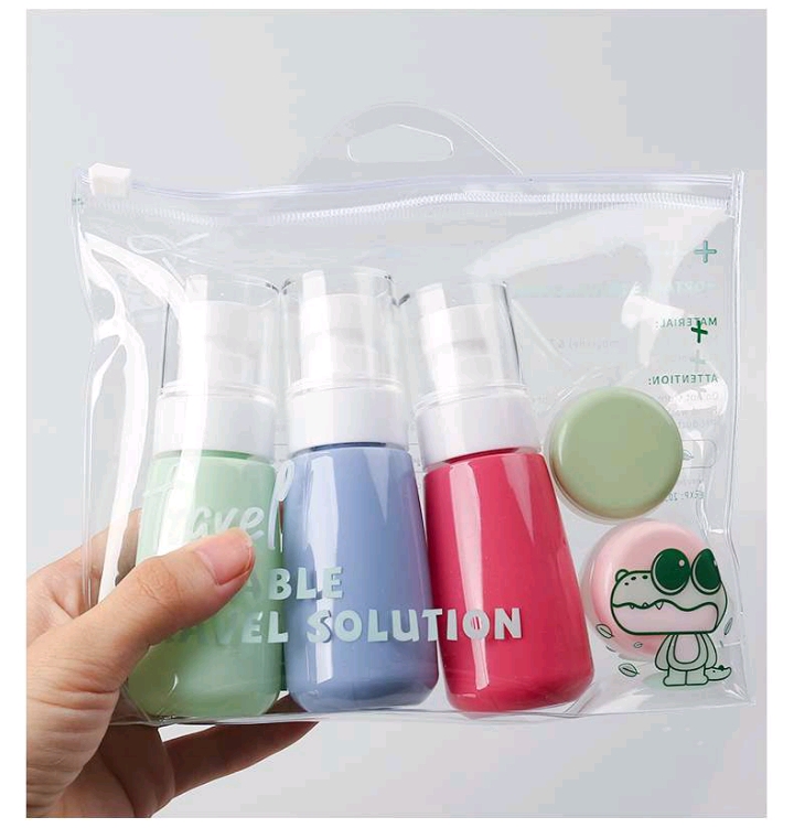 Venta directa de fábrica color especial forma botella de prensa botella de aerosol botella de crema viaje portátil juego de frascos dividido detail image 9