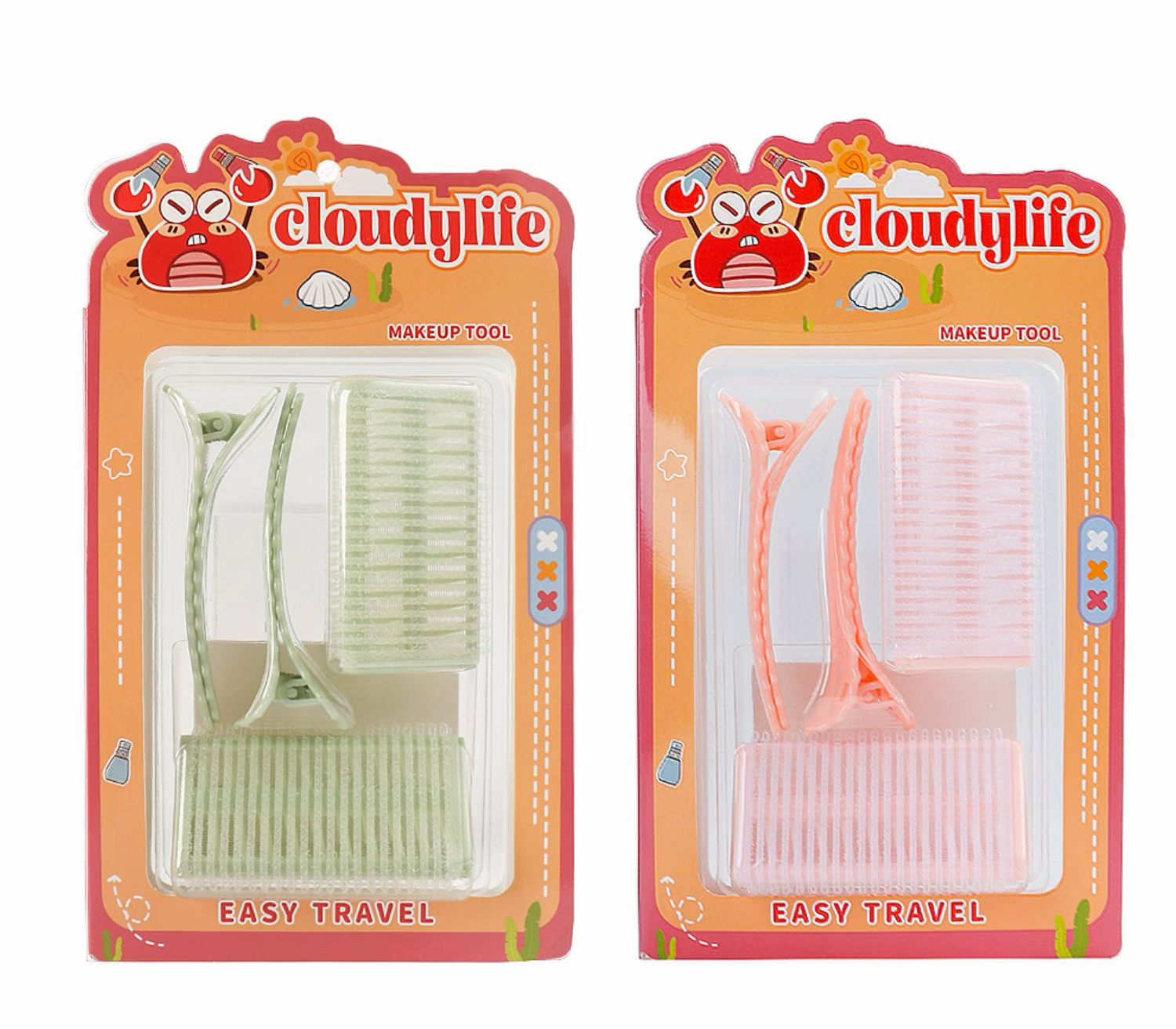 cloudylife Portable Travel Hair Care Set: Triangular hair curls + Smiling Face Clip Home styling hair care tools detail image 6