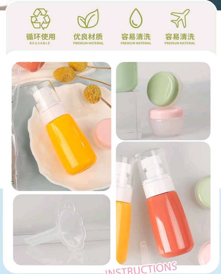 Venta directa de fábrica color especial forma botella de prensa botella de aerosol botella de crema viaje portátil juego de frascos dividido detail image 2