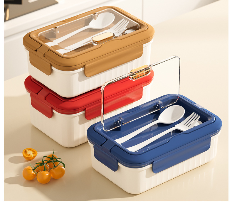 R42-6538 Portable lunch box, suitable for office workers and students, large-capacity compartments, double-layer with tableware detail image 9