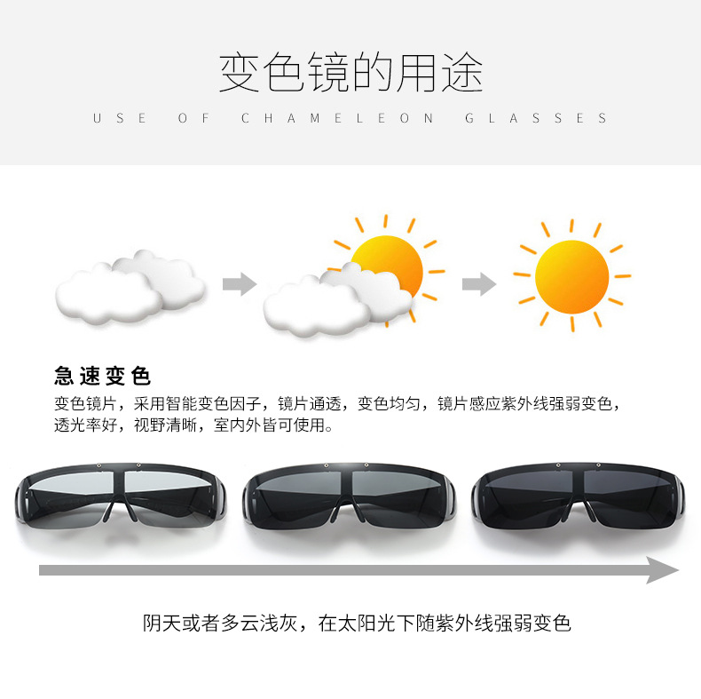 Wholesale flip-top sunglasses, polarized men's and women's one-piece glasses, double-layer lenses, flip-top sunglasses, and color-changing glasses detail image 5