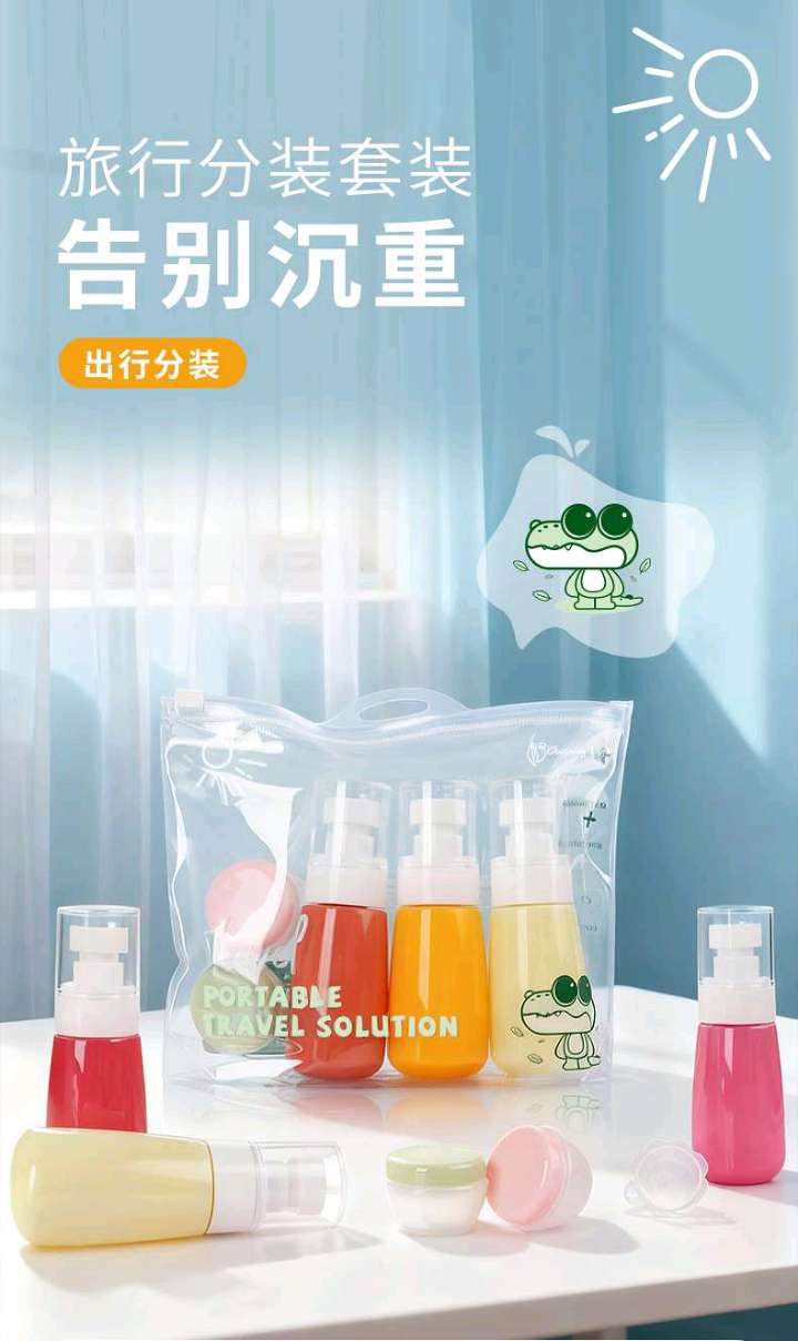 Venta directa de fábrica color especial forma botella de prensa botella de aerosol botella de crema viaje portátil juego de frascos dividido detail image 1