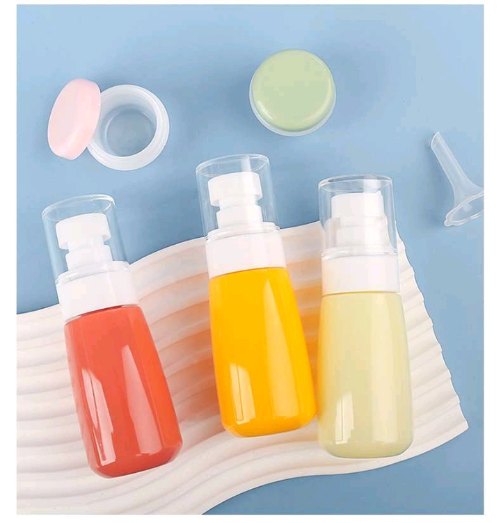 Venta directa de fábrica color especial forma botella de prensa botella de aerosol botella de crema viaje portátil juego de frascos dividido detail image 5