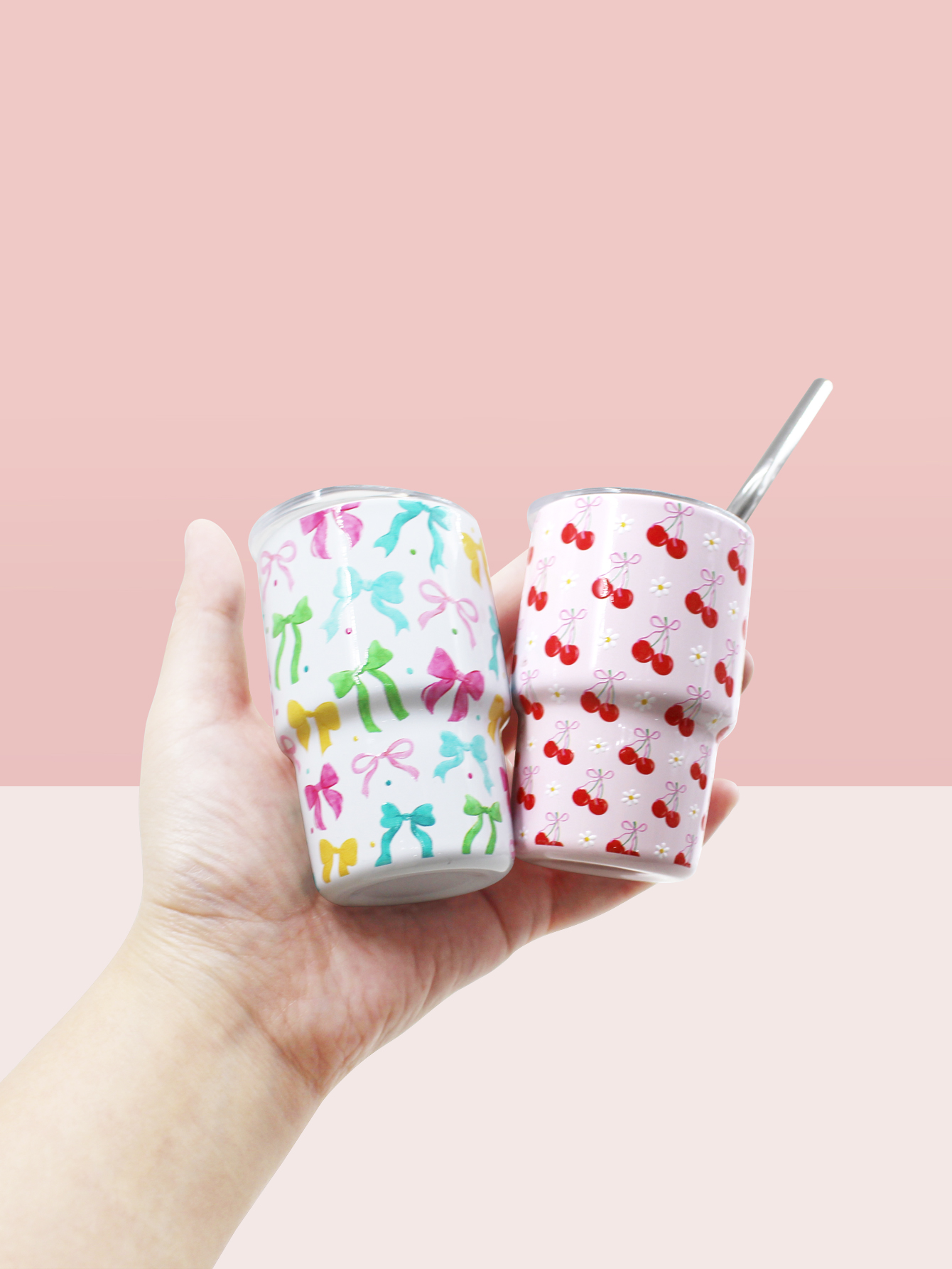 3-OZ3D small cup pink-patterned water cup, thermos cup accessory, fashionable and portable, unisex mug, customizable LOGO Specification image