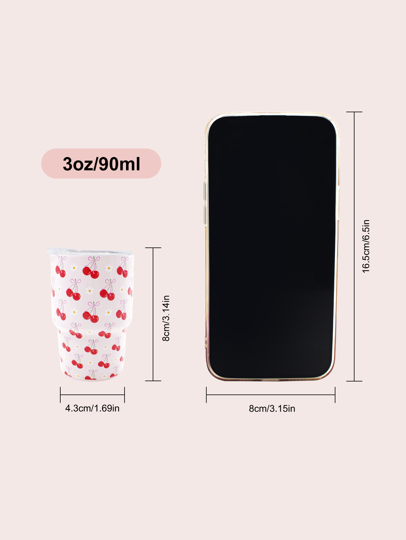 3-OZ3D small cup pink-patterned water cup, thermos cup accessory, fashionable and portable, unisex mug, customizable LOGO Item Picture