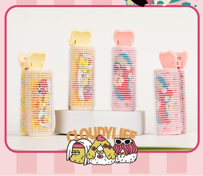 Dibujos animados estampado autoadhesivo rizos con clip set perezoso aire franja rizos rizos sin perm raíz fluffy tube Application Scenario