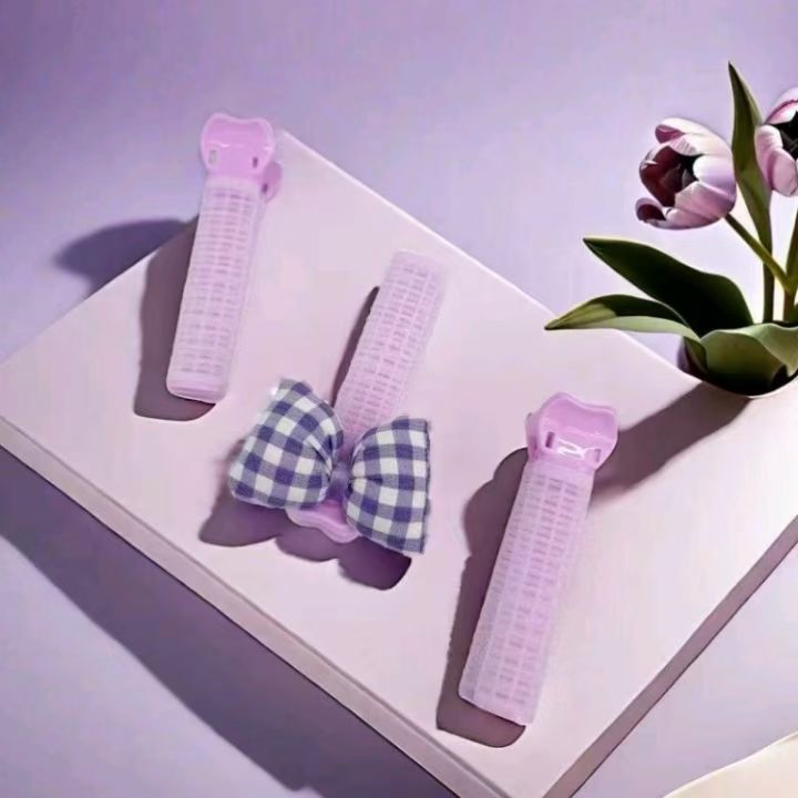 New checkered bow voluminous hair clip, bangs voluminous hair clip, perming styling zone clip, self-adhesive water spray detail image 5