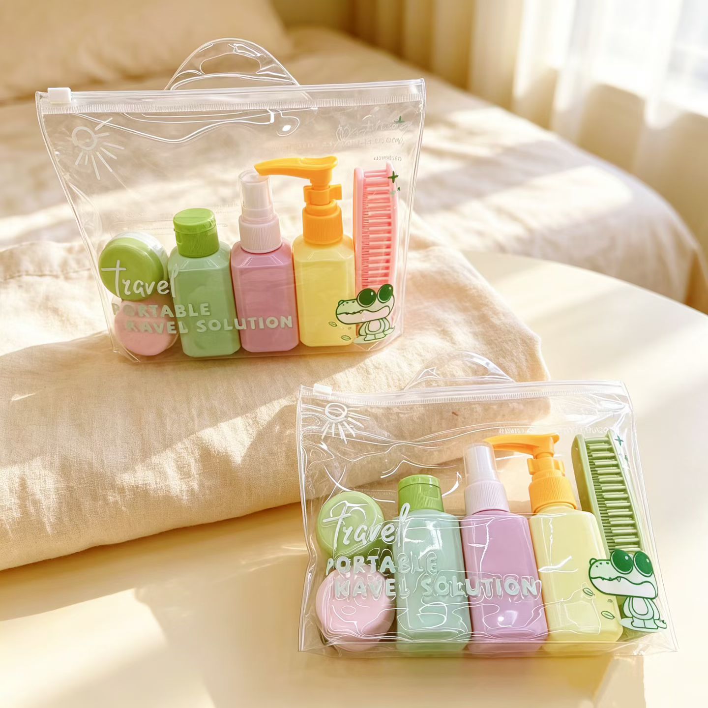 Factory wholesale macaron travel sub-bottle sets, empty bottle skin care products, spray and press bottles