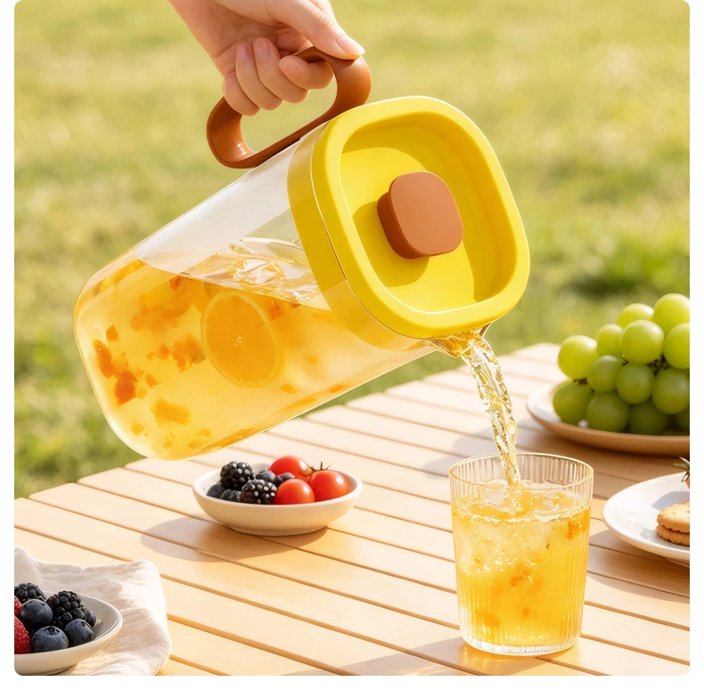 R42-5068 refrigerator cooling water bottle, square, durable, heat-resistant teapot with handle, lid, filter, large-capacity plastic water bottle detail image 12