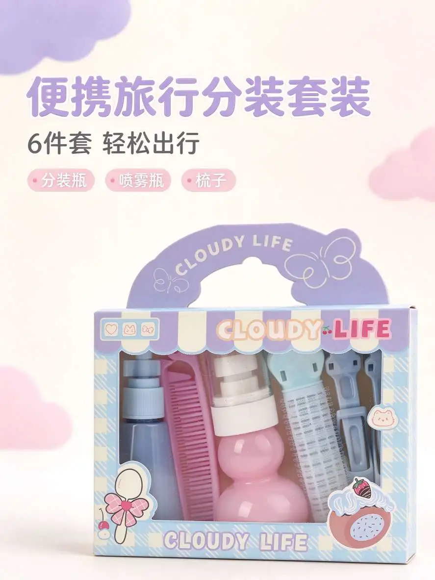 CLOUDYLIFE Cute Girl Hair Care Set with dispenser bottle, spray bottle, curling iron and comb portable styling combination detail image 1