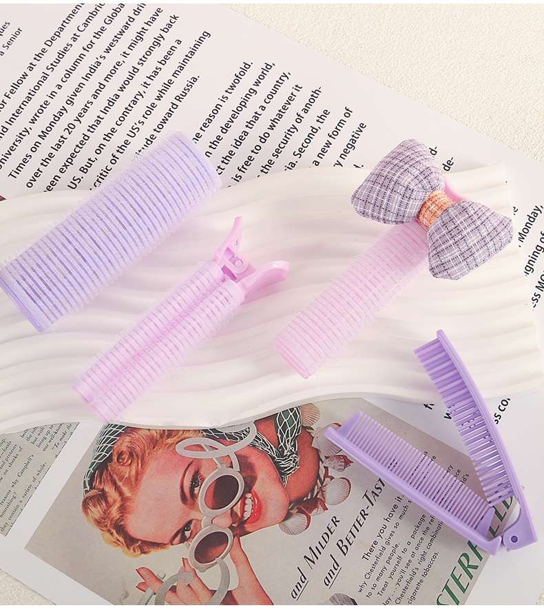 蝴蝶结自粘卷发筒空气刘海卷发懒人免烫发根蓬松卷发带梳工具详情图6