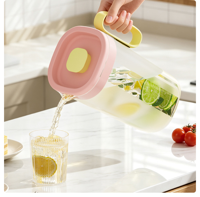 R42-5068 refrigerator cooling water bottle, square, durable, heat-resistant teapot with handle, lid, filter, large-capacity plastic water bottle detail image 4
