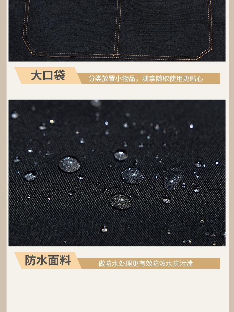 Customized canvas apron with logo printing, work clothes for waiters and waitresses in restaurants, coffee shops, hot pot restaurants, oil-proof and water-proof waistbands detail image 8