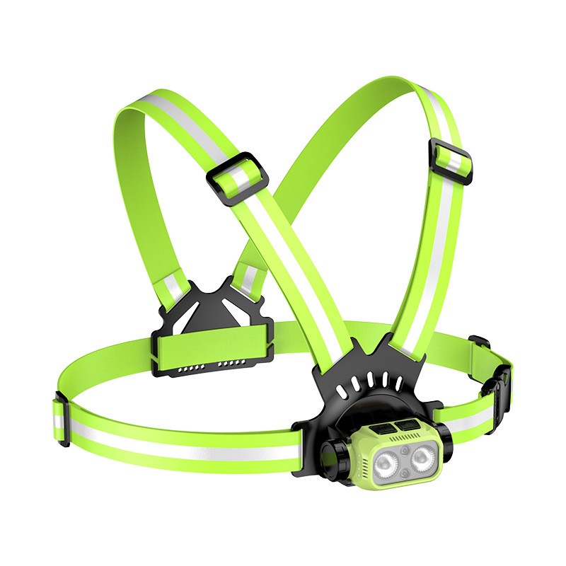 V142 running light + Headlight, hand wave sensing reflective strap, chest running light, night running wearable running light, warning safety vest, flashlight, work light, camping light, miner's lamp Specification image