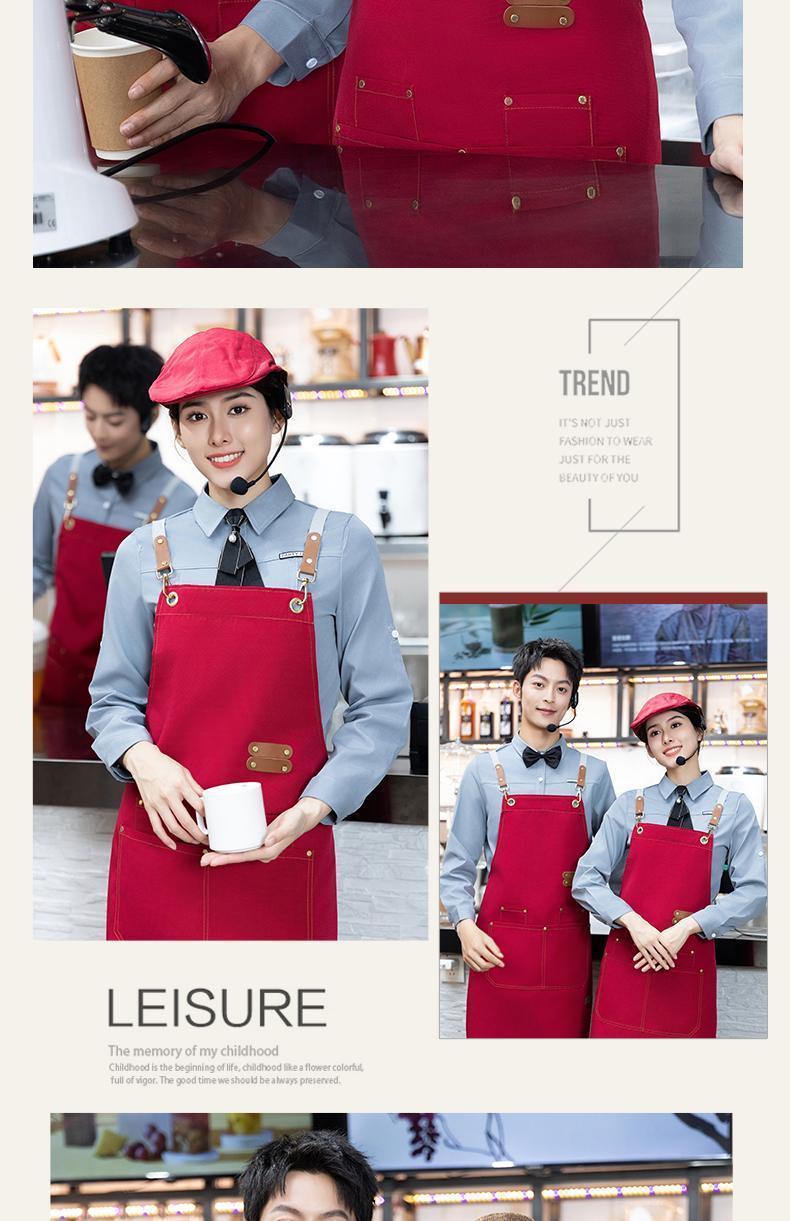 Customized canvas apron with logo printing, work clothes for waiters and waitresses in restaurants, coffee shops, hot pot restaurants, oil-proof and water-proof waistbands detail image 12