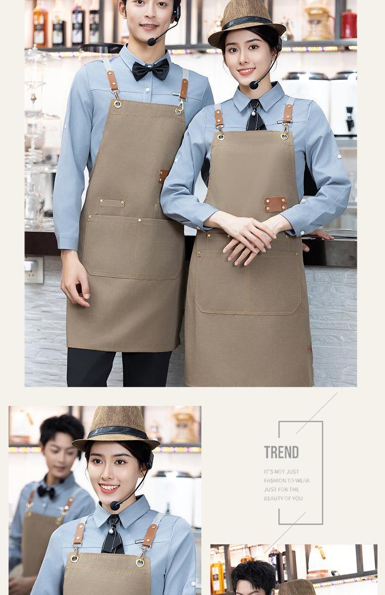 Customized canvas apron with logo printing, work clothes for waiters and waitresses in restaurants, coffee shops, hot pot restaurants, oil-proof and water-proof waistbands detail image 13