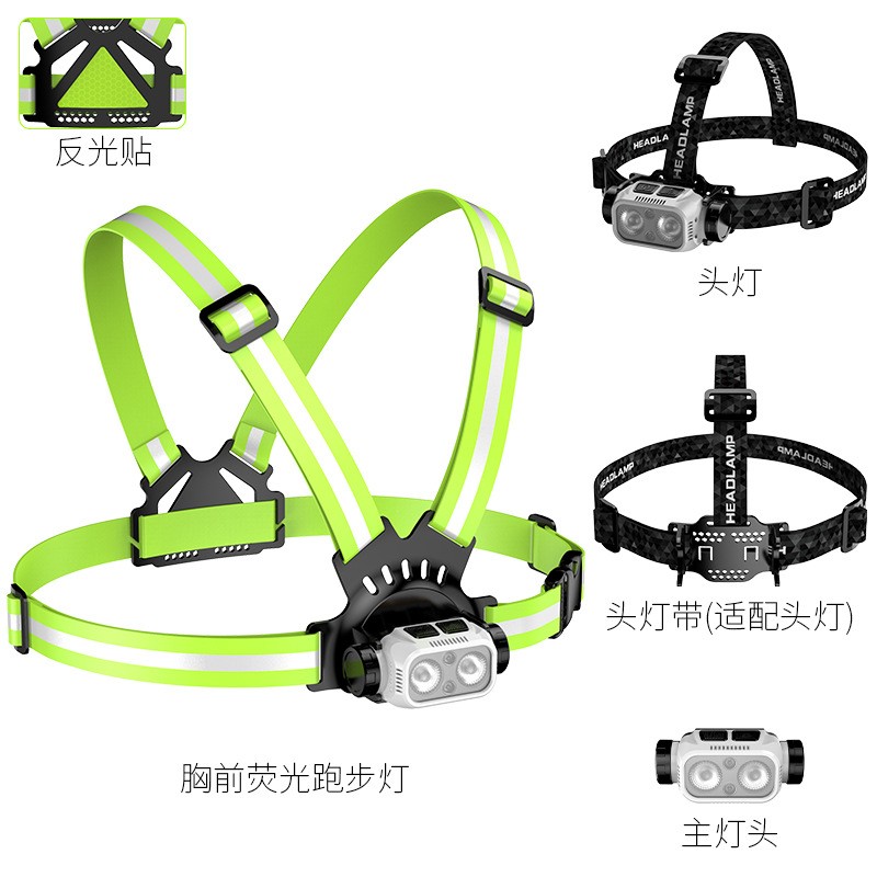 V142 running light + Headlight, hand wave sensing reflective strap, chest running light, night running wearable running light, warning safety vest, flashlight, work light, camping light, miner's lamp Application Scenario