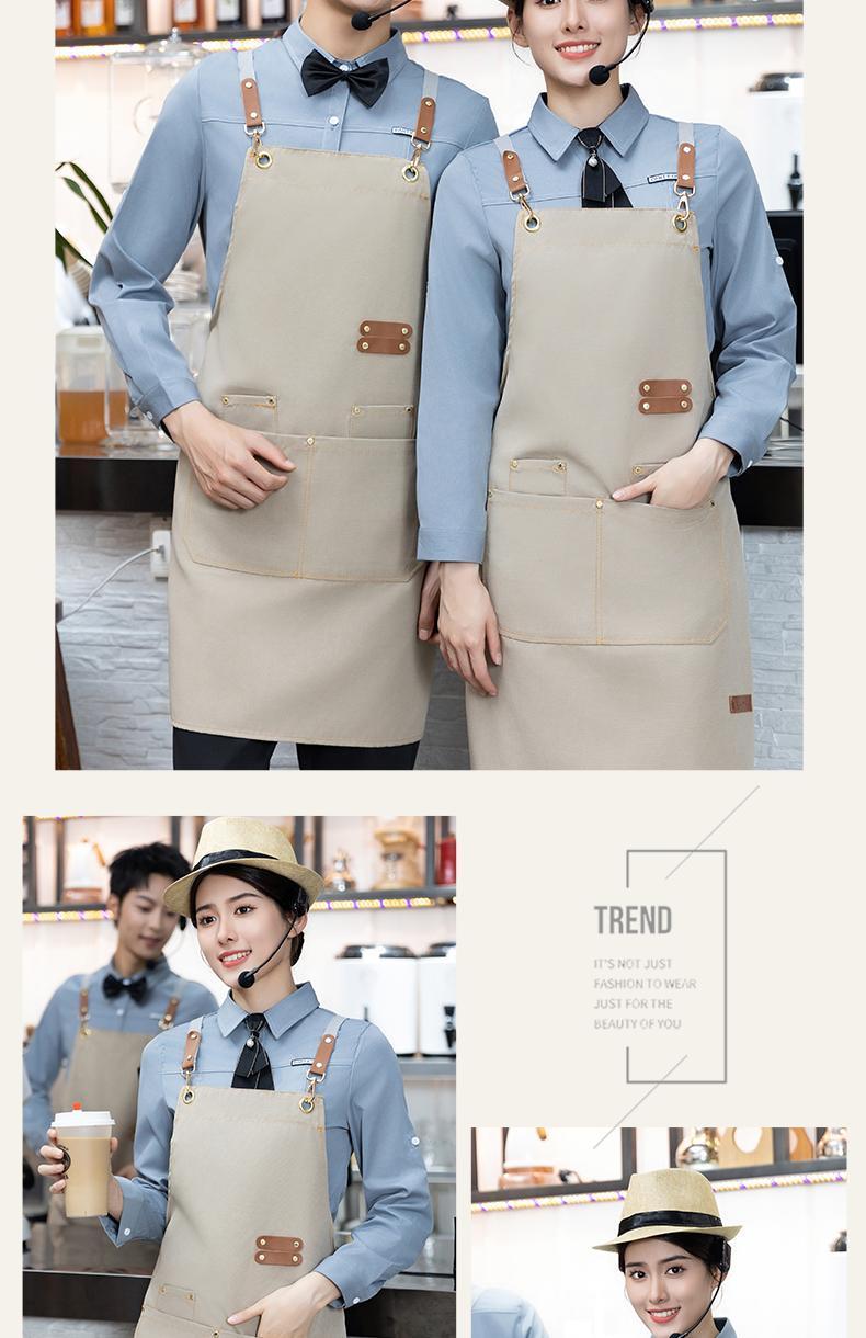 Customized canvas apron with logo printing, work clothes for waiters and waitresses in restaurants, coffee shops, hot pot restaurants, oil-proof and water-proof waistbands detail image 10