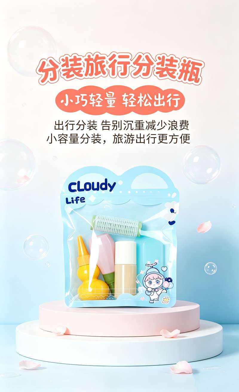 مجموعة لوازم السفر كلودي ليف (Cloudy Live) في علب مستحضرات التجميل في ماكارون، مستحضرات مستحضرات التجميل، detail image 3