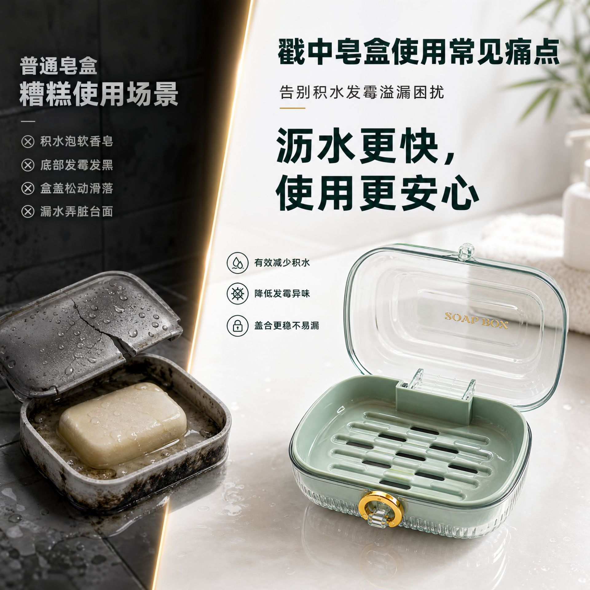 Z86-ZQ-7004 with a draining box, creative, light luxury, high appearance level, soap box with lid, laundry soap box for home use details Picture