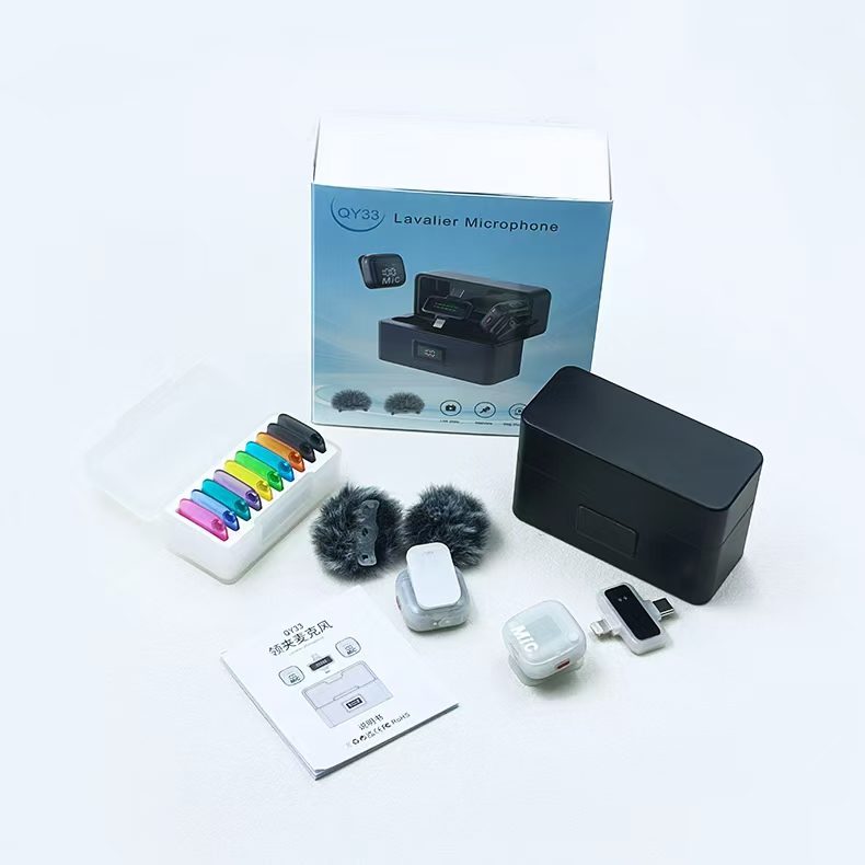 Venta directa de fábrica QY33 inalámbrico collar clip micrófono absorción magnética color de la cubierta frontal al aire libre en vivo AI reducción de ruido micrófono Application Scenario