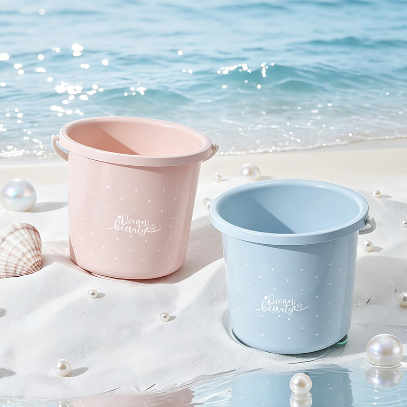 S137-1122 Fresh Polka Dot bathroom laundry hand-held plastic Bucket, thickened household water storage bucket, student dormitory