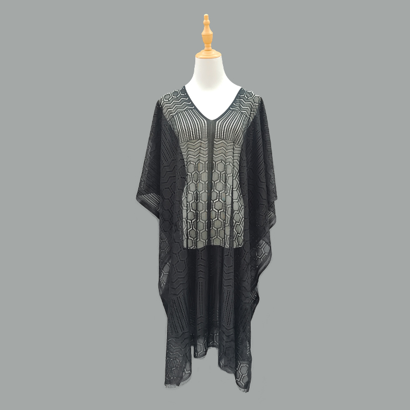 Cross-border best-selling geometric multi-sided beach smock, V-neck pullover, lace beach shawl, bikini with sun protection